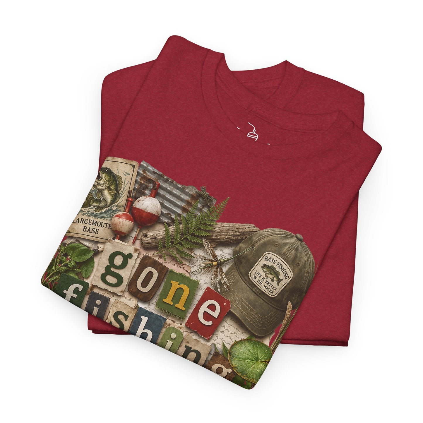 Gone Fishing T-Shirt | Scrapbooking Letters Retro Vintage Design | Retirement and Father's Day Shirt
