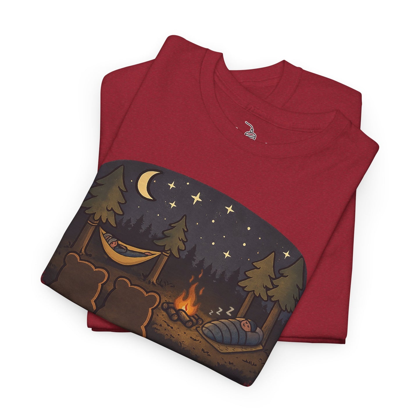 Campfire Bears Humor T-Shirt, People in Sleeping Bags are Bear Burritos and Tacos Joke, Camping Hiking Smores Bonfire Apparel