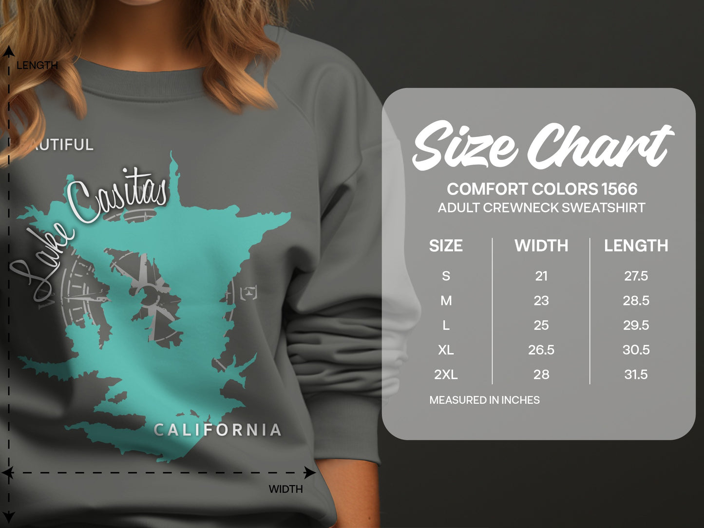 Lake Casitas California Map Design T-Shirt or Sweatshirt