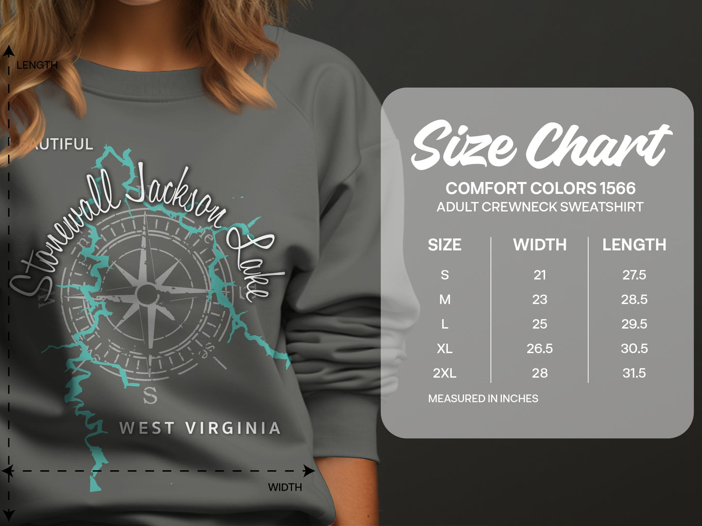 Stonewall Jackson Lake West Virginia Map Design T-Shirt or Sweatshirt