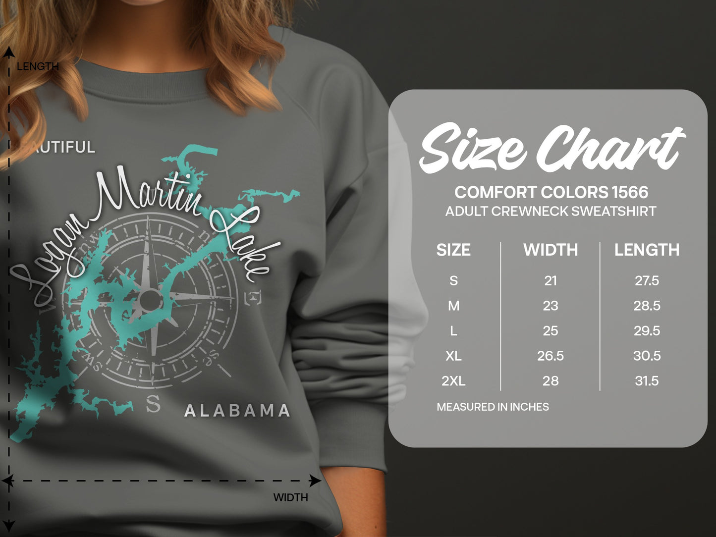 Logan Martin Lake Map Design T-Shirt or Sweatshirt