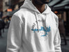 White hoodie with Lake Spivey Georgia map and compass design.