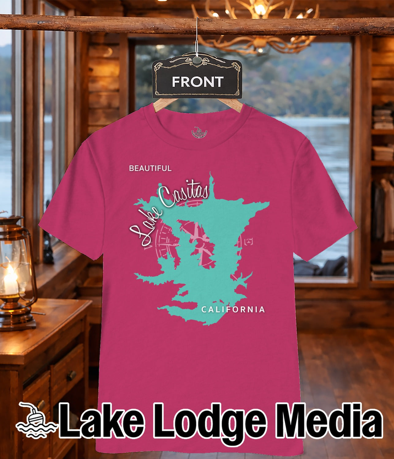 Lake Casitas California Map Design T-Shirt or Sweatshirt