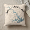 Cream pillow with Smith Mountain Lake map design and compass rose.