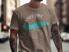 Brown t-shirt with Donner Lake graphic and compass design.