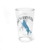 Glass with Lake Berryessa map design and compass rose.