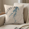 Belews Lake North Carolina map with compass rose on a decorative pillow.