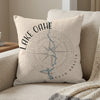 Cream pillow with Lake Oahe map, compass, and South Dakota text.