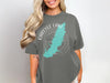 Gray t-shirt with Carlyle Lake Illinois map and compass graphic.