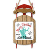Wooden sled ornament with "Merry Christmas from Lake Pleasant" and snowflakes.