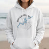 White hoodie with "Bankhead Lake Alabama" and lake map graphic with compass rose.