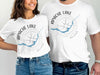 White t-shirts with "Apache Lake Arizona" compass design and blue lake graphic.