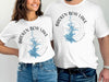 White t-shirts with "Broken Bow Lake Oklahoma" design featuring a compass and lake outline.