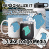 Personalized Lake Istokpoga mug, tumbler, bottle, and coaster on wood.