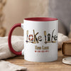 White mug with "Lake Life" graphic and "Enid Lake Mississippi" text.
