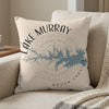 Pillow with Lake Murray map and compass rose design, "Lake Murray South Carolina" text.
