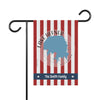 Garden flag with red and white stripes, Lake Hefner map, and "The Smith Family" text.