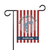 Garden flag with red and white stripes, showing "Minong Flowage Wisconsin" and "The Smith Family".