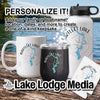 Personalized Bartlett Lake mug, water bottle, and tumbler with compass design.