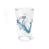 Clear glass pint glass with Lake Fork, Texas map and compass design.