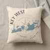 Cream pillow with Key West Florida map and compass design.