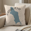 Throw pillow featuring Jordan Pond Maine map with compass rose and text.