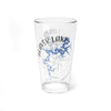 Clear glass pint glass with Beaver Lake map and compass design.