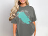 Grey t-shirt with teal Georgian Bay map graphic and "Ontario" text.