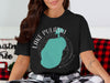Black t-shirt with Lake Pulaski Minnesota map and compass design.