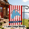 Garden flag with red and white stripes, featuring Lake Manawa map and "The Smith Family".