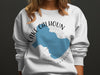 White sweatshirt with a blue Lake Calhoun shape and "Georgia" text.