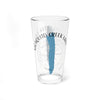Clear pint glass with "Mosquito Creek Lake Ohio" text and compass design.