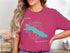 Teal Lake Wenatchee map with compass on a pink t-shirt.