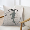 Lake Sunapee New Hampshire map on pillow with compass design.