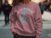 Dusty rose sweatshirt with Lake Coeur d'Alene map and compass graphic.