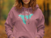 Rose hooded sweatshirt with Lake Cuyamaca California compass logo graphic.