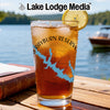 Glass with iced tea, lemon, and Rayburn Reservoir map graphic.