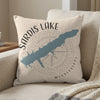 Sardis Lake Mississippi map on a textured pillow with compass design.