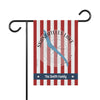 Skaneateles Lake New York garden flag with red and white stripes and family name.