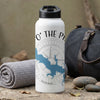 White water bottle with "O' THE PI" text and blue map graphic.