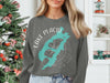 Gray sweatshirt with Lake Placid map graphic and compass on white background.