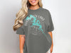 Grey t-shirt with Evergreen Lake Illinois map and compass graphic.