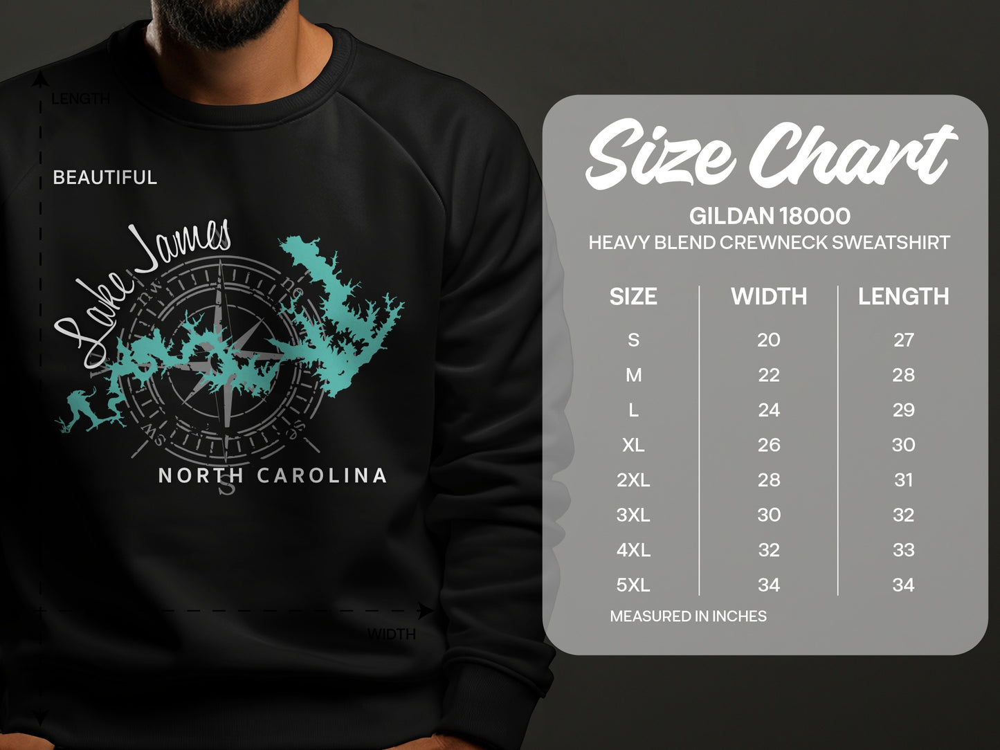 Lake James North Carolina Map Design T-Shirt or Sweatshirt