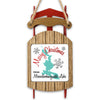 Wooden sled ornament with turquoise Mooselookmeguntic Lake map and "Merry Christmas" text.