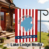 Garden flag with red and white stripes, Lake Moultrie, and "The Smith Family".
