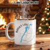 White mug with Banks Lake, Washington map and compass design.