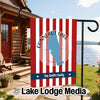 Conneaut Lake Pennsylvania garden flag with red and white stripes and "The Smith Family" text.