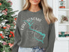 Lake Sonoma design with compass rose and California map on grey sweatshirt.