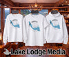 White long-sleeve shirt, short sleeve shirt, and hoodie with Lake Marion graphic.