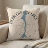 Bear Canyon Lake Arizona map on cream pillow with compass design